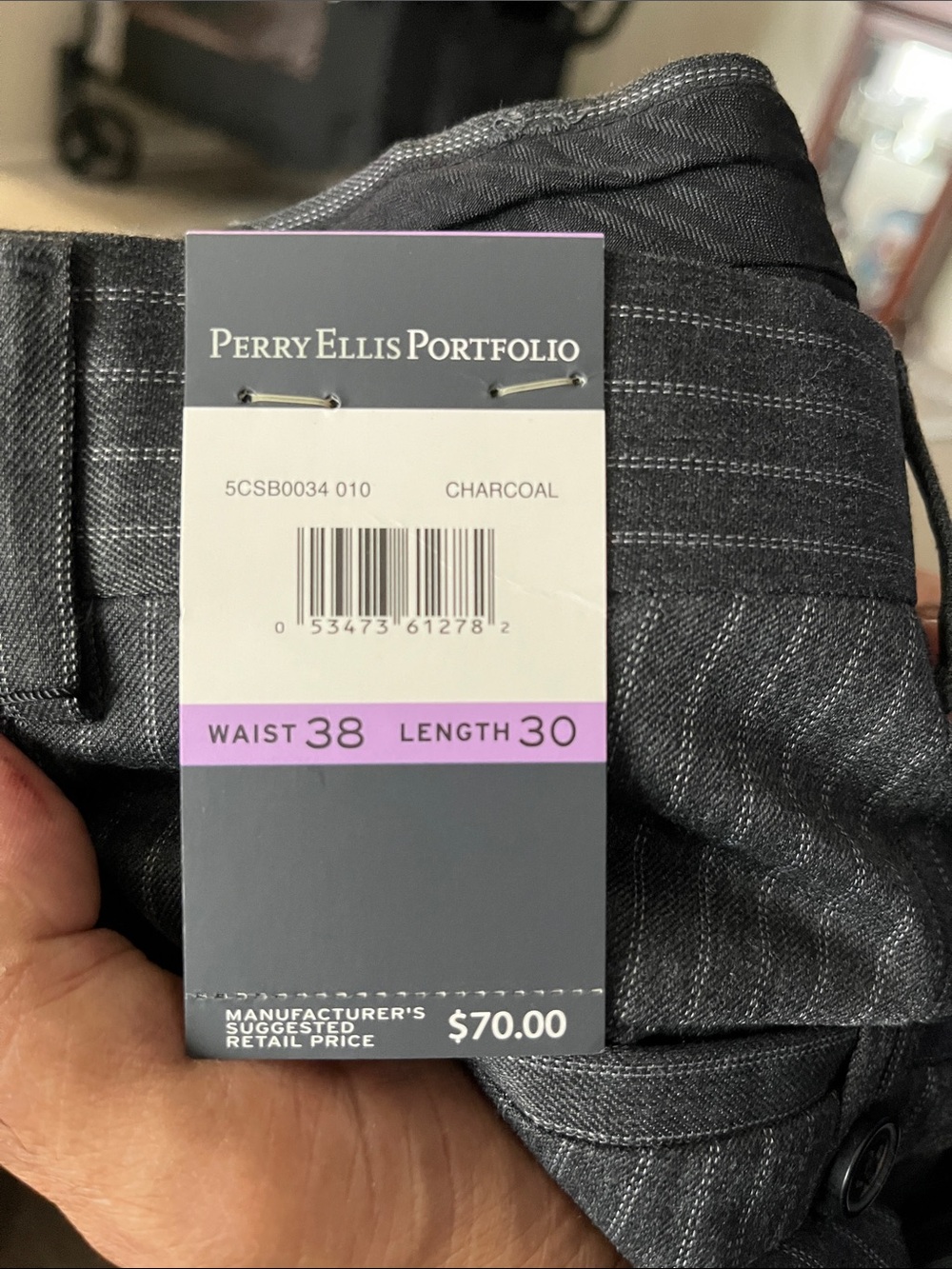 Men’s Charcoal striped pants - Waist 38